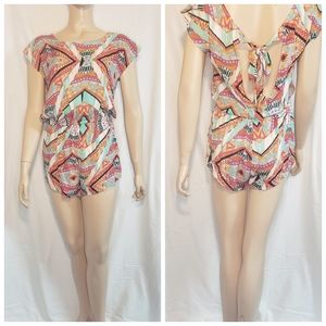Jessica Simpson Colorful Abstract Print Romper